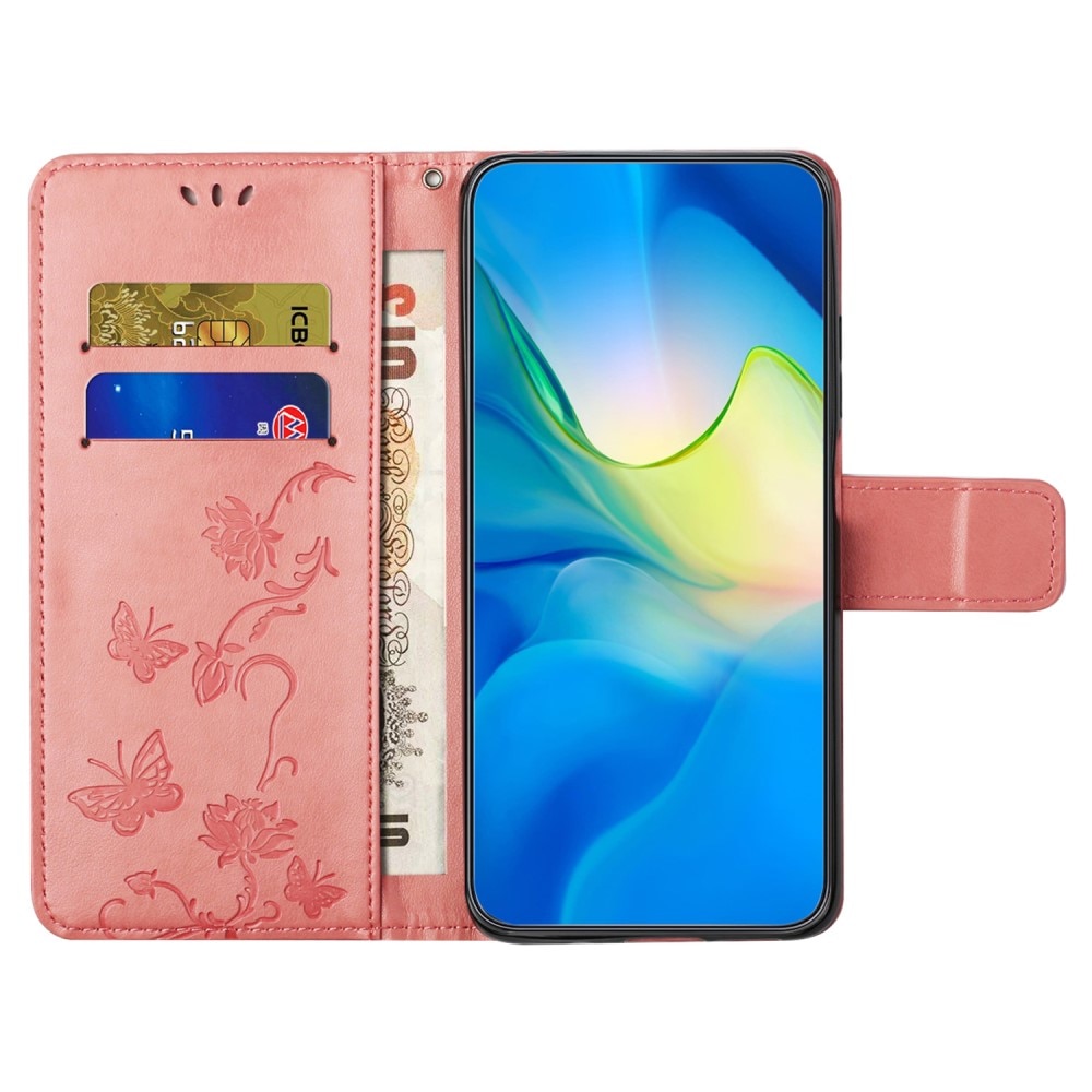 Motorola Moto G54 Handyhülle mit Schmetterlingsmuster, rosa