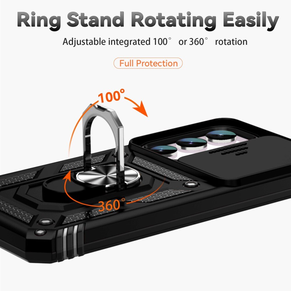 Samsung Galaxy S23 FE Hybrid-Hülle Ring + Kameraschutz schwarz