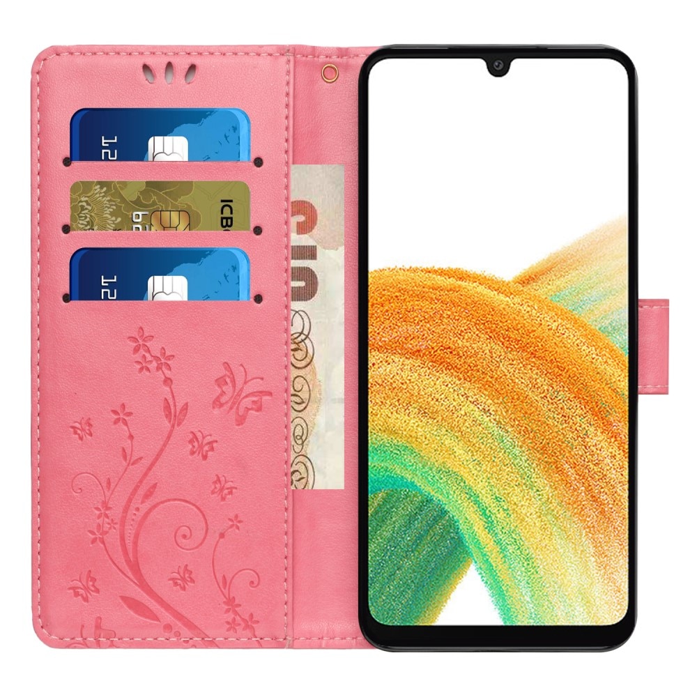 Samsung Galaxy A25 Handyhülle mit Schmetterlingsmuster, rosa