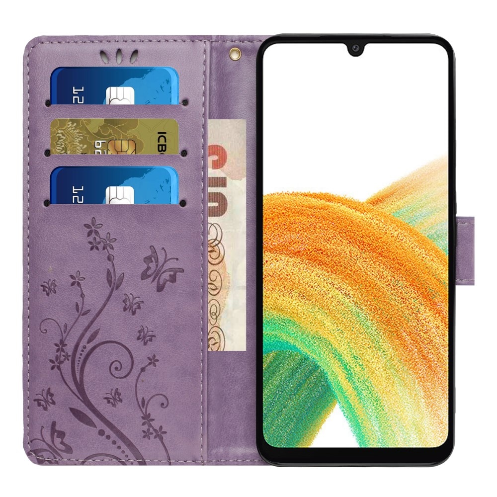 Samsung Galaxy A25 Handyhülle mit Schmetterlingsmuster, lila