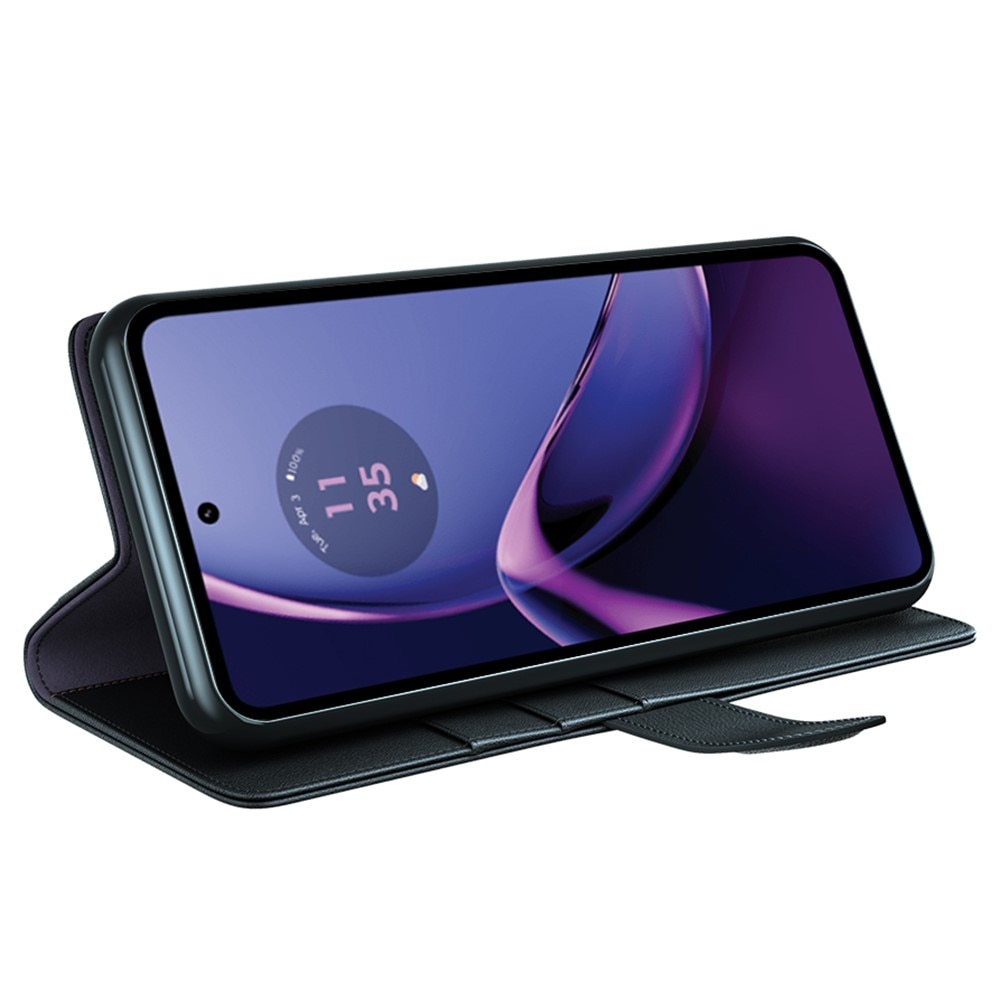 Motorola Moto G84 Echtlederhülle schwarz