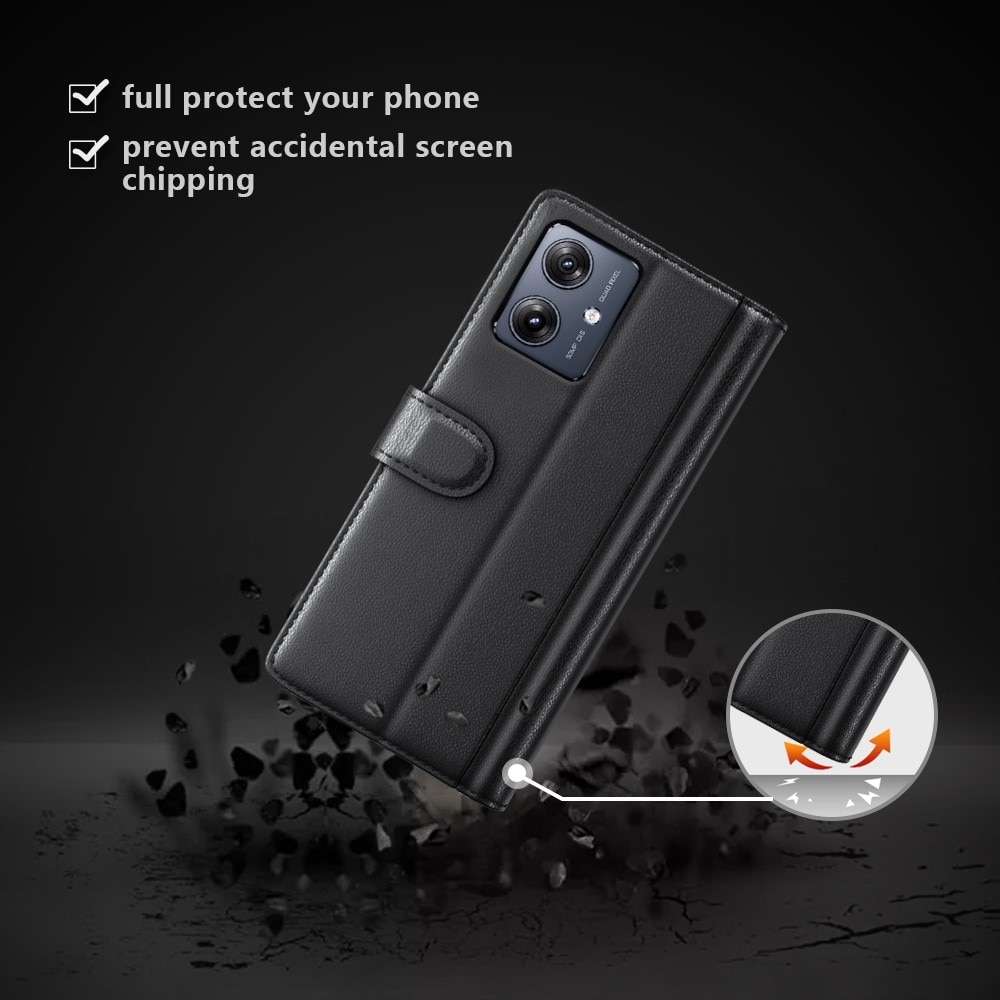 Motorola Moto G54 Echtlederhülle Schwarz