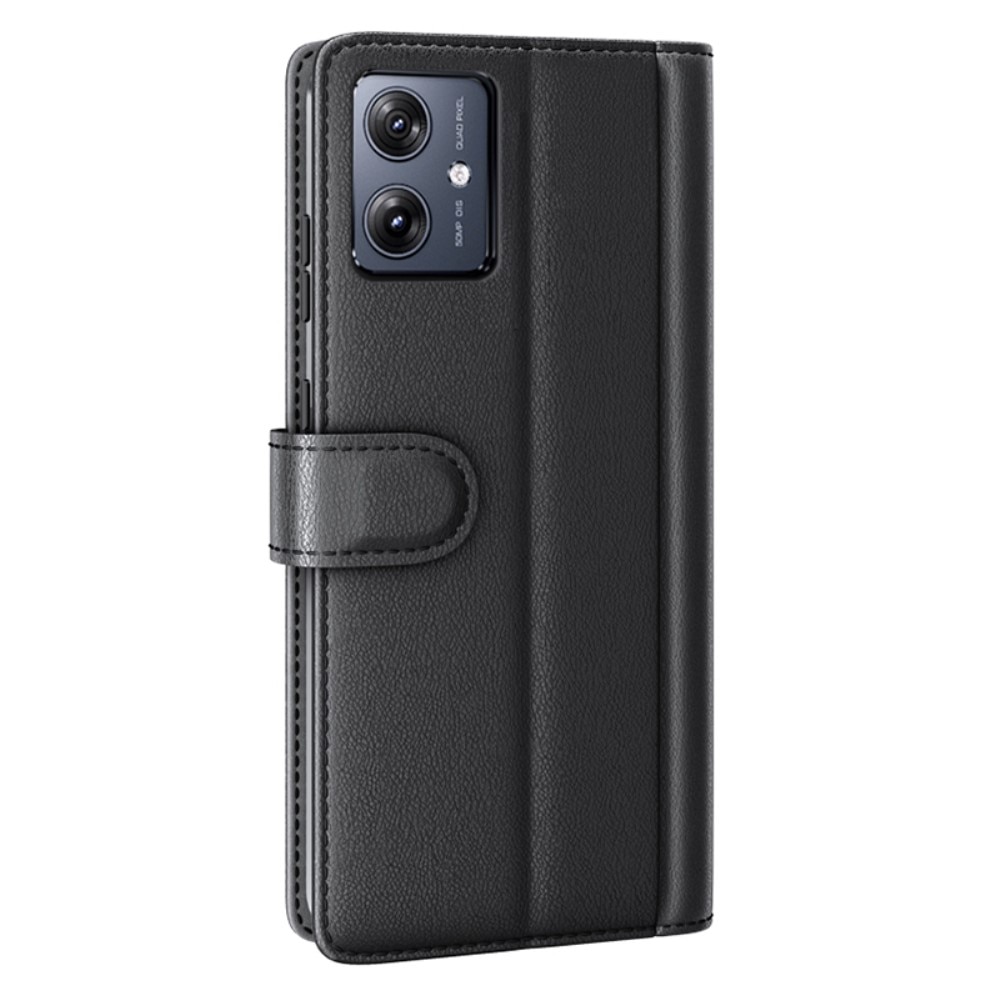 Motorola Moto G54 Echtlederhülle Schwarz