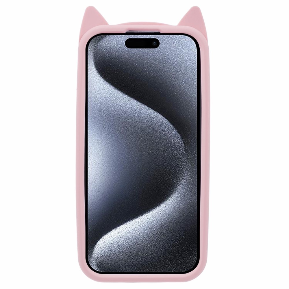 Silikonhülle Katze iPhone 15 Pro rosa