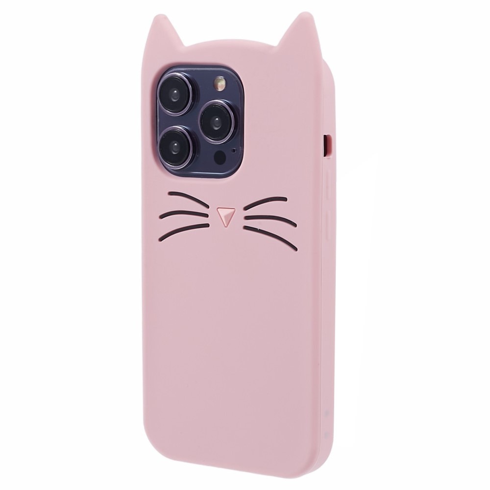 Silikonhülle Katze iPhone 15 Pro rosa