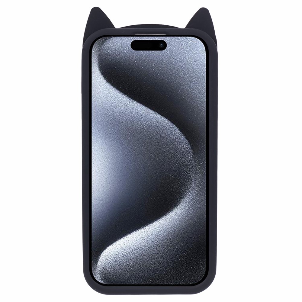 Silikonhülle Katze iPhone 15 Pro Max schwarz