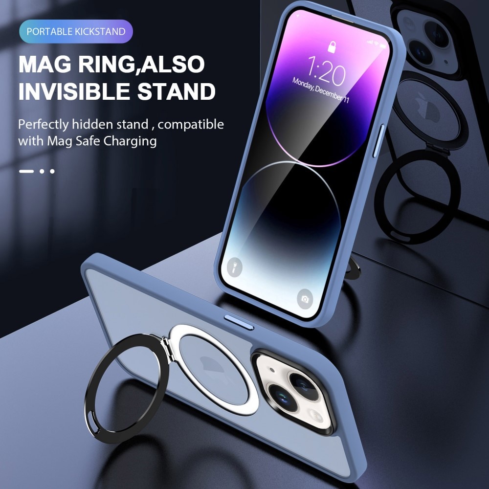 iPhone 15 Plus Hybrid-Hülle MagSafe Ring blau