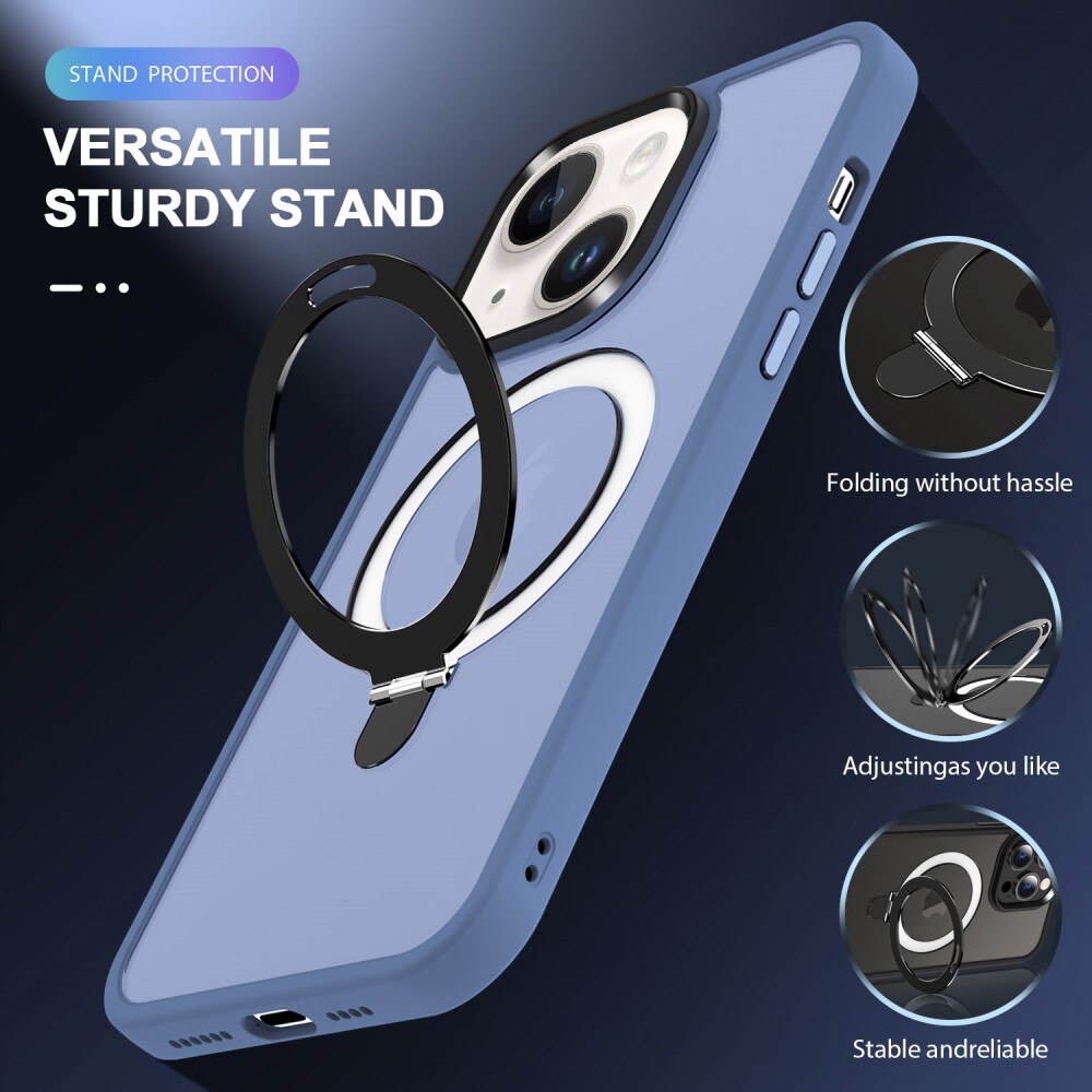 iPhone 15 Plus Hybrid-Hülle MagSafe Ring Blau