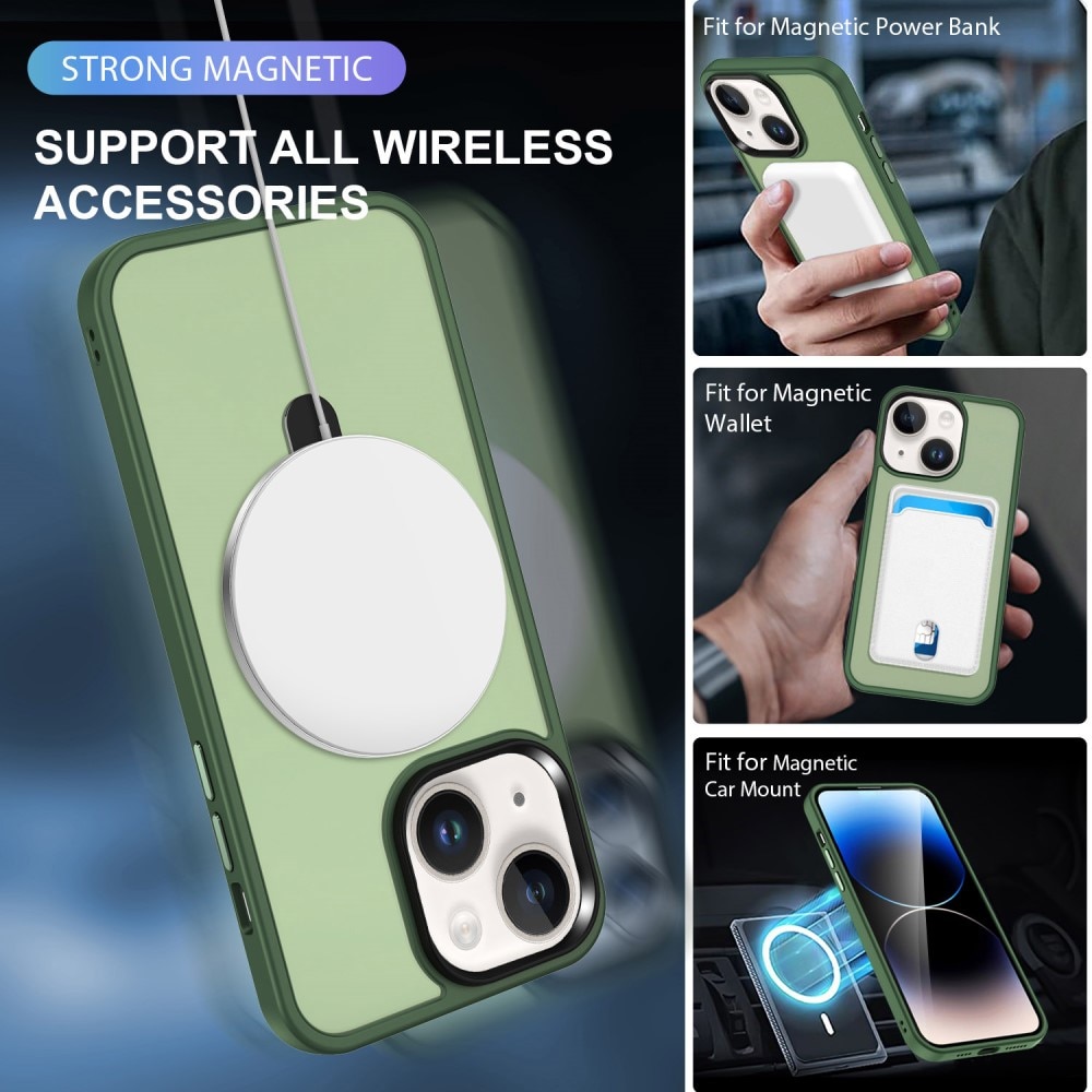 iPhone 15 Plus Hybrid-Hülle MagSafe Ring grün