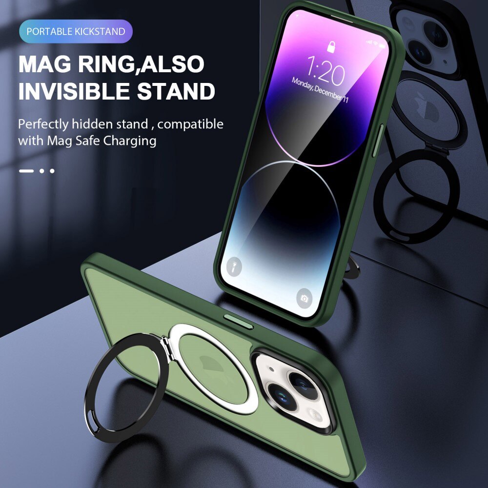 iPhone 15 Plus Hybrid-Hülle MagSafe Ring Grün