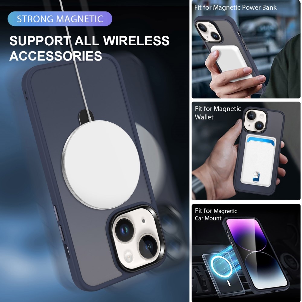 iPhone 15 Pro Hybrid-Hülle MagSafe Ring Blau