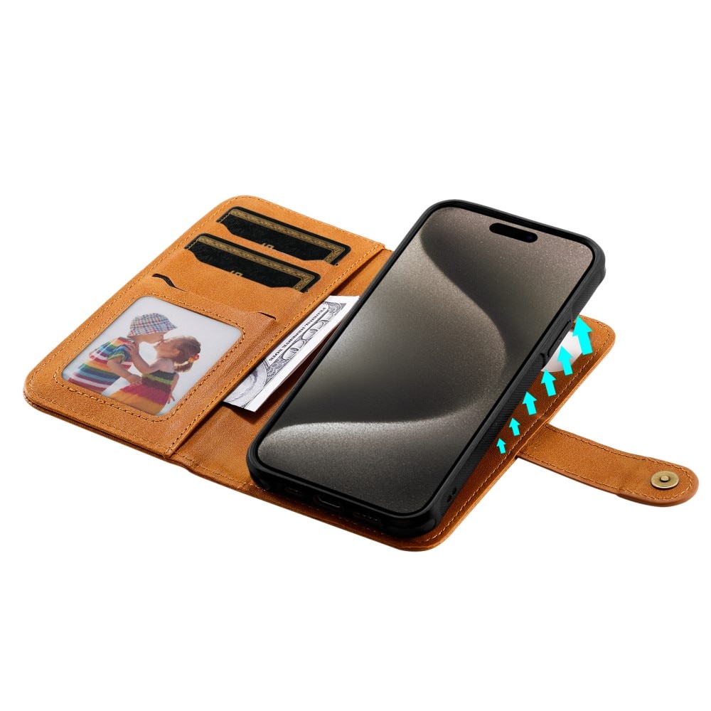 iPhone 15 Pro Max Magnet Leather Wallet Cognac