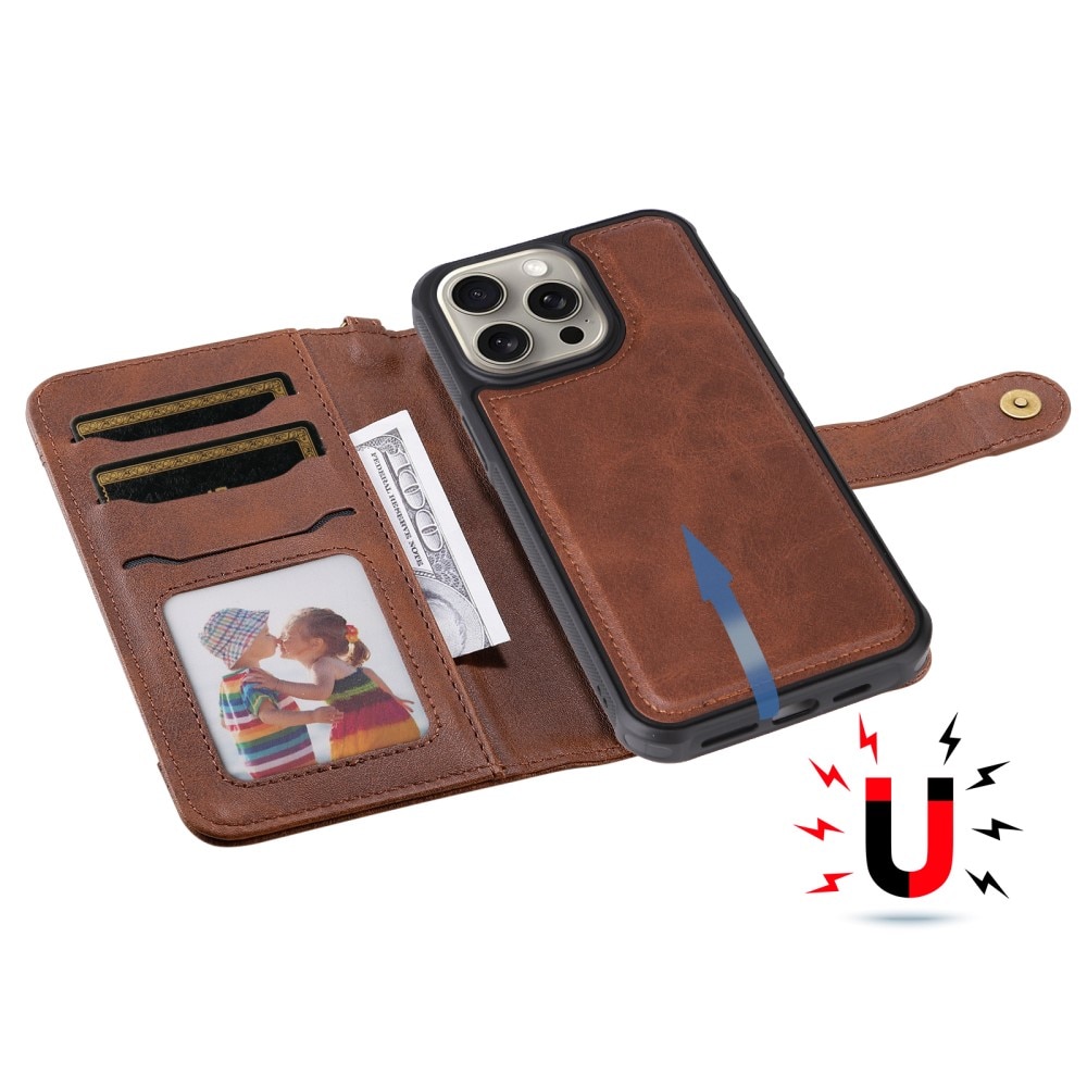 iPhone 15 Pro Max Magnet Leather Wallet braun