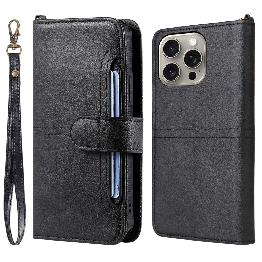 iPhone 15 Pro Max Magnet Leather Wallet schwarz