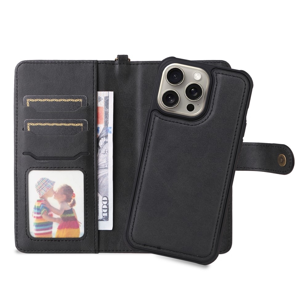 iPhone 15 Pro Max Magnet Leather Wallet schwarz