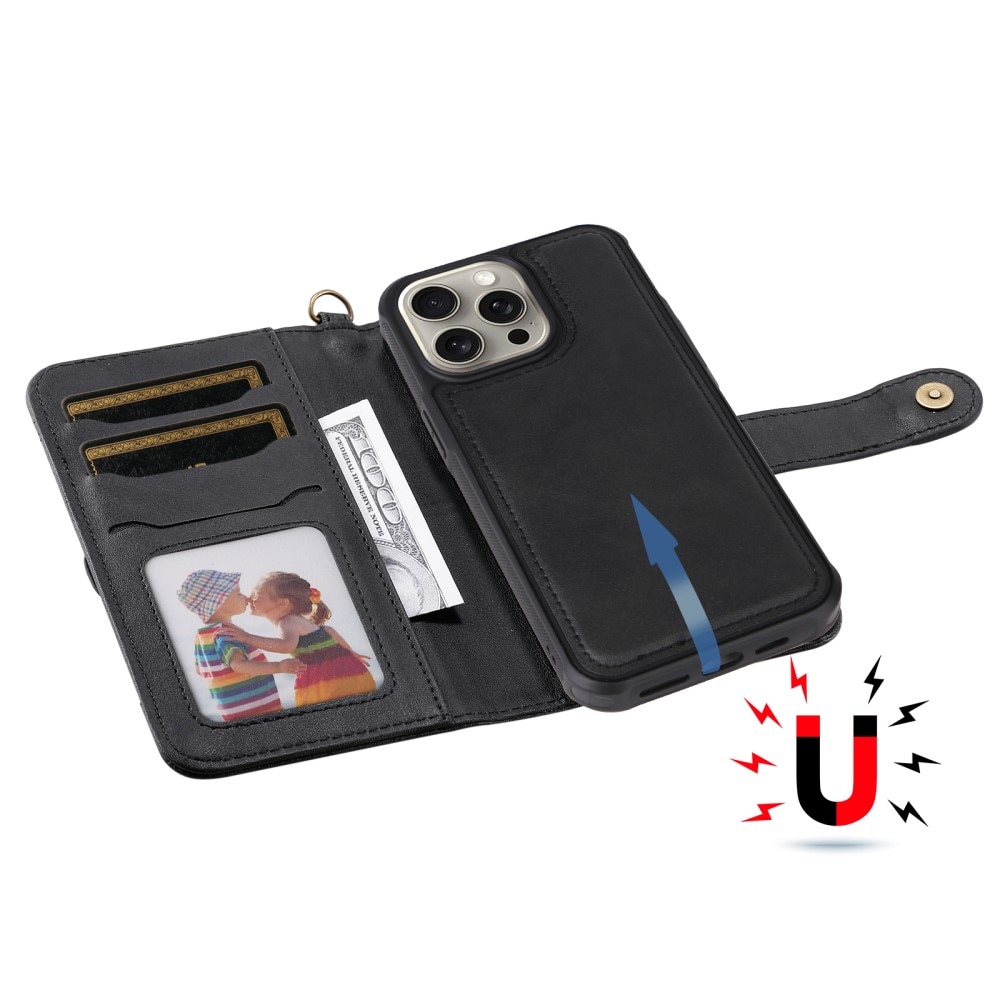 iPhone 15 Pro Max Magnet Leather Wallet schwarz