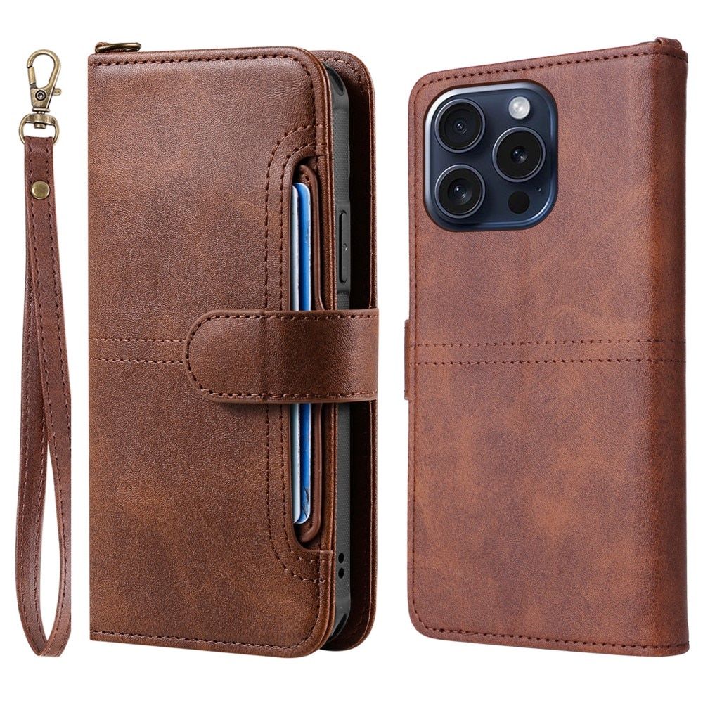 iPhone 15 Pro Magnet Leather Wallet braun