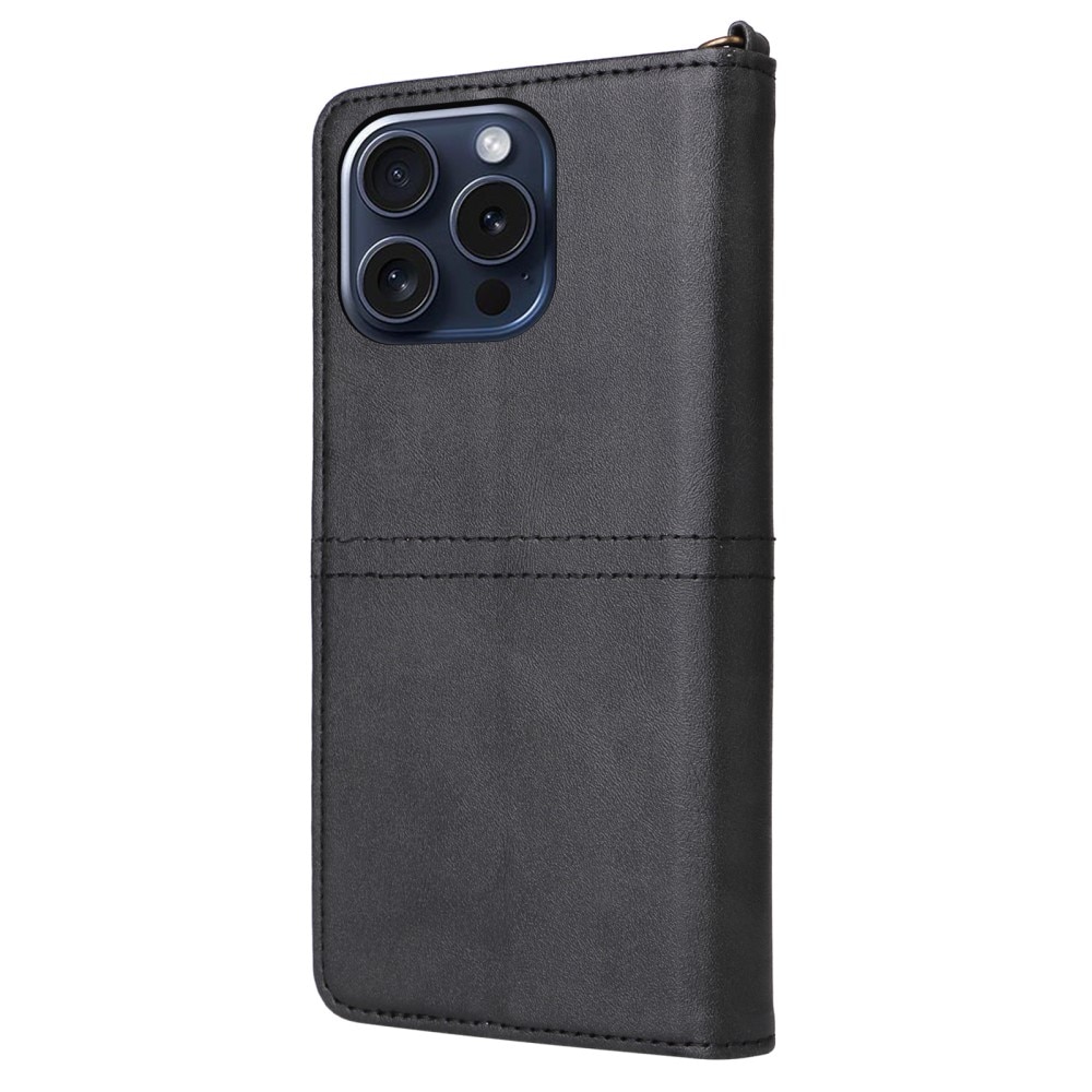 iPhone 15 Pro Magnet Leather Wallet schwarz