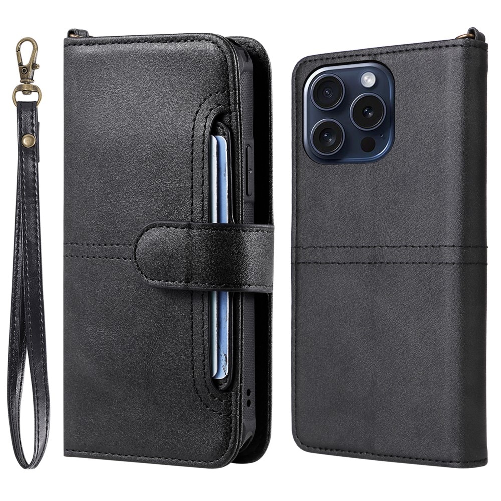 iPhone 15 Pro Magnet Leather Wallet schwarz