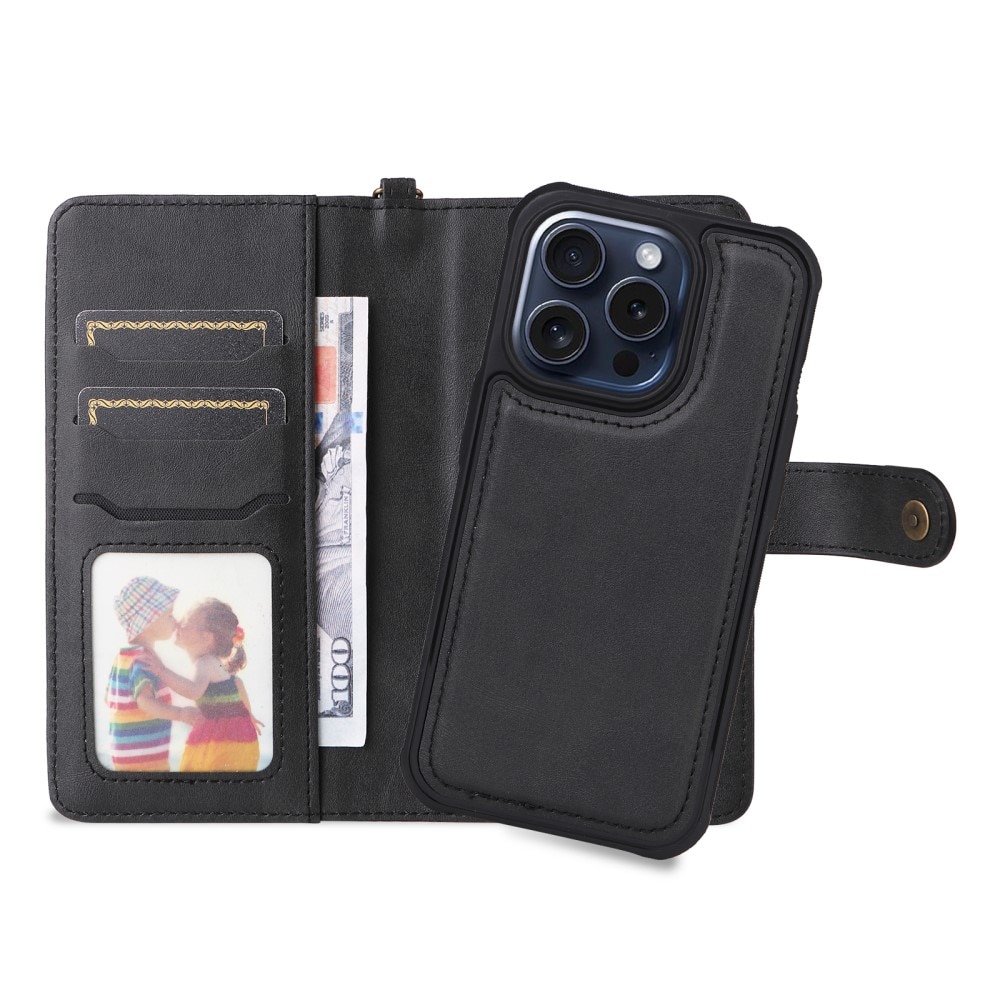 iPhone 15 Pro Magnet Leather Wallet schwarz