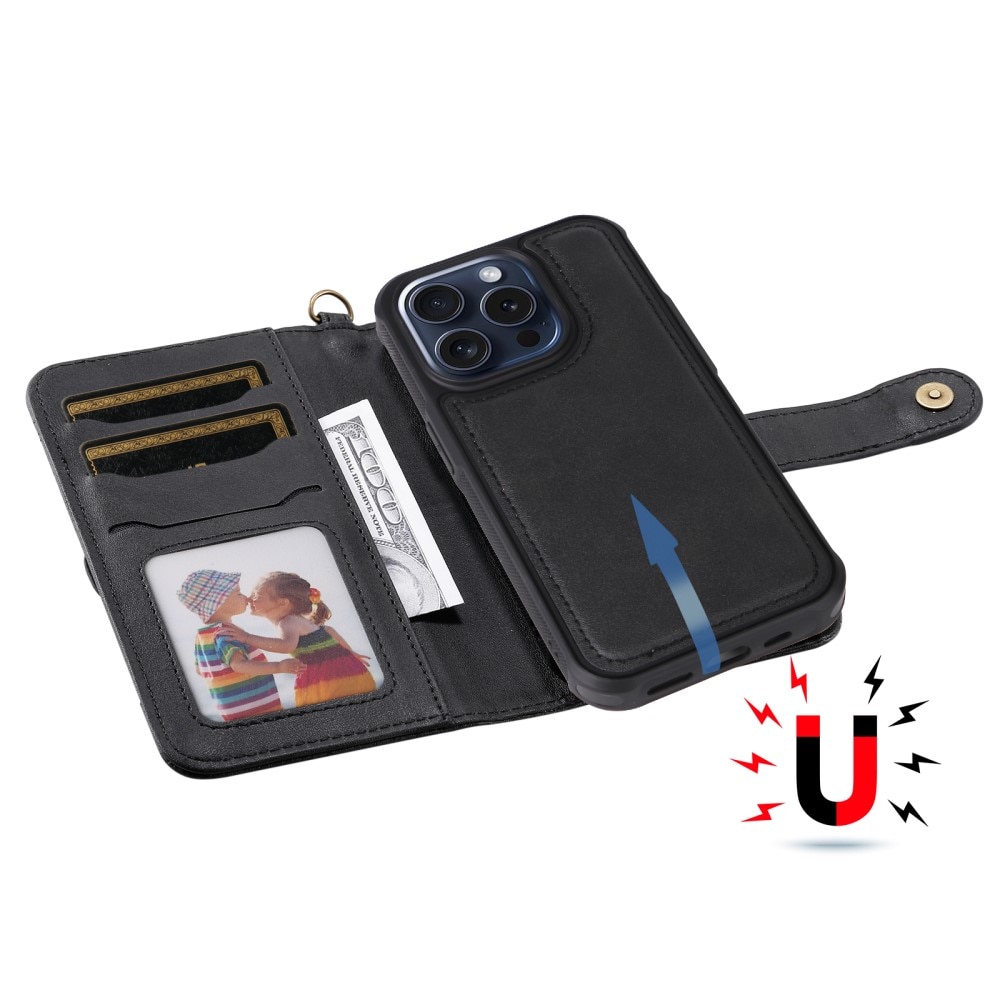 iPhone 15 Pro Magnet Leather Wallet schwarz