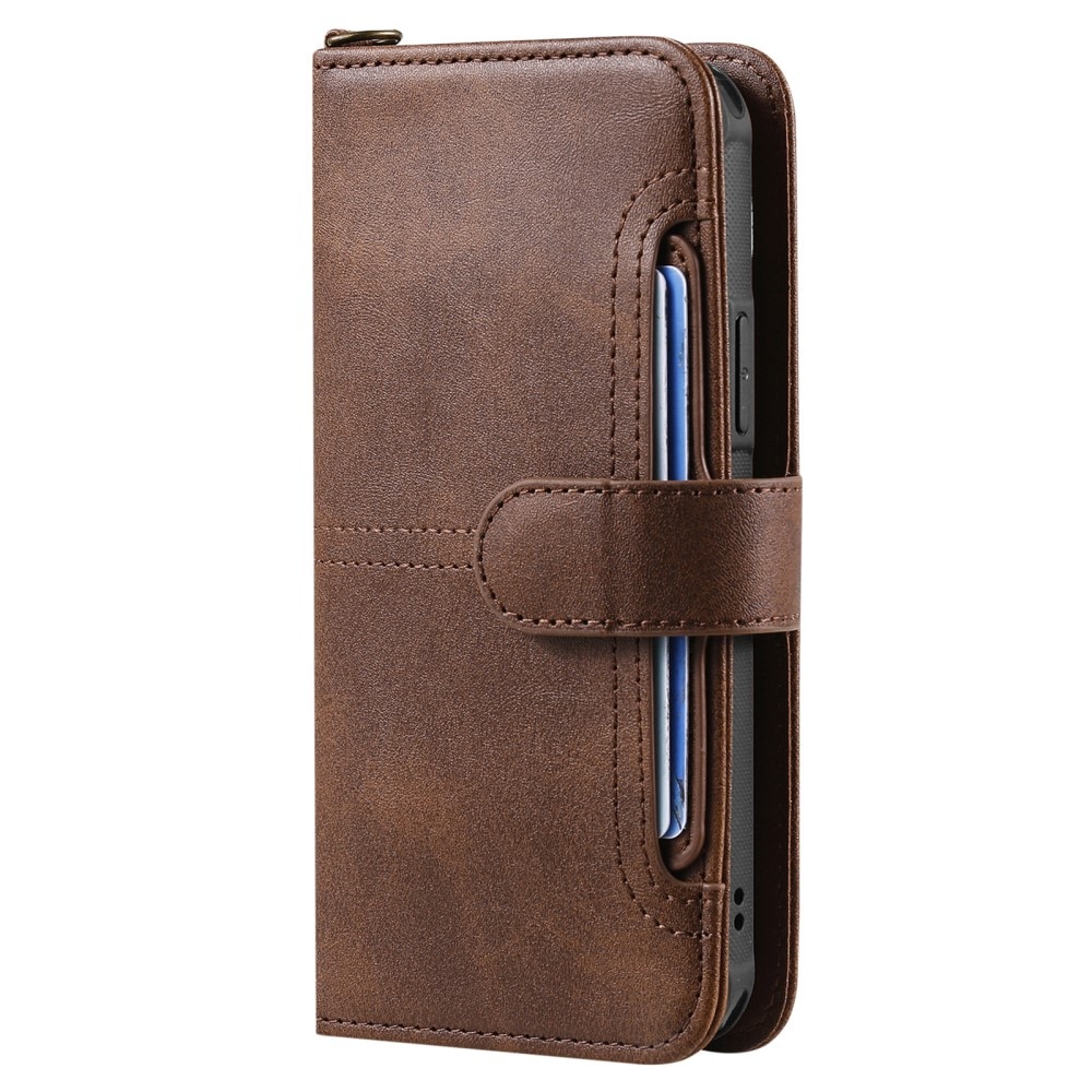 iPhone 15 Magnet Leather Wallet braun