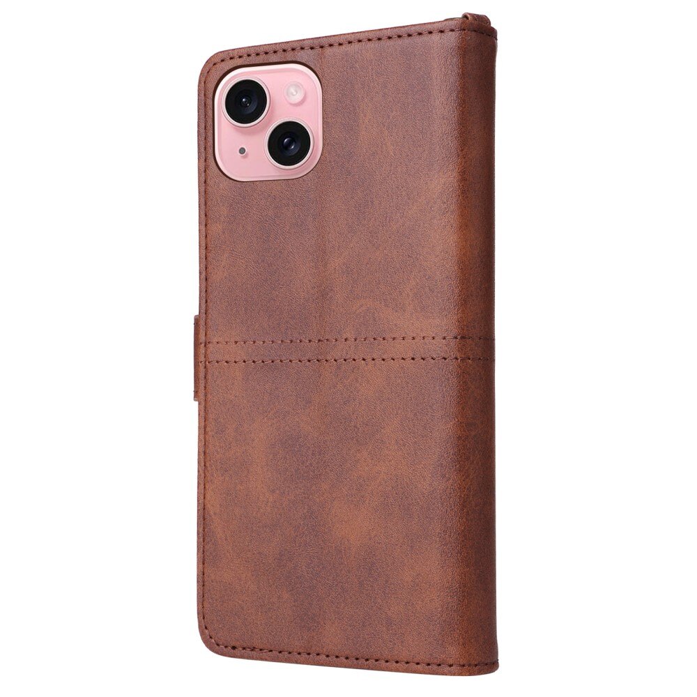 iPhone 15 Magnet Leather Wallet braun