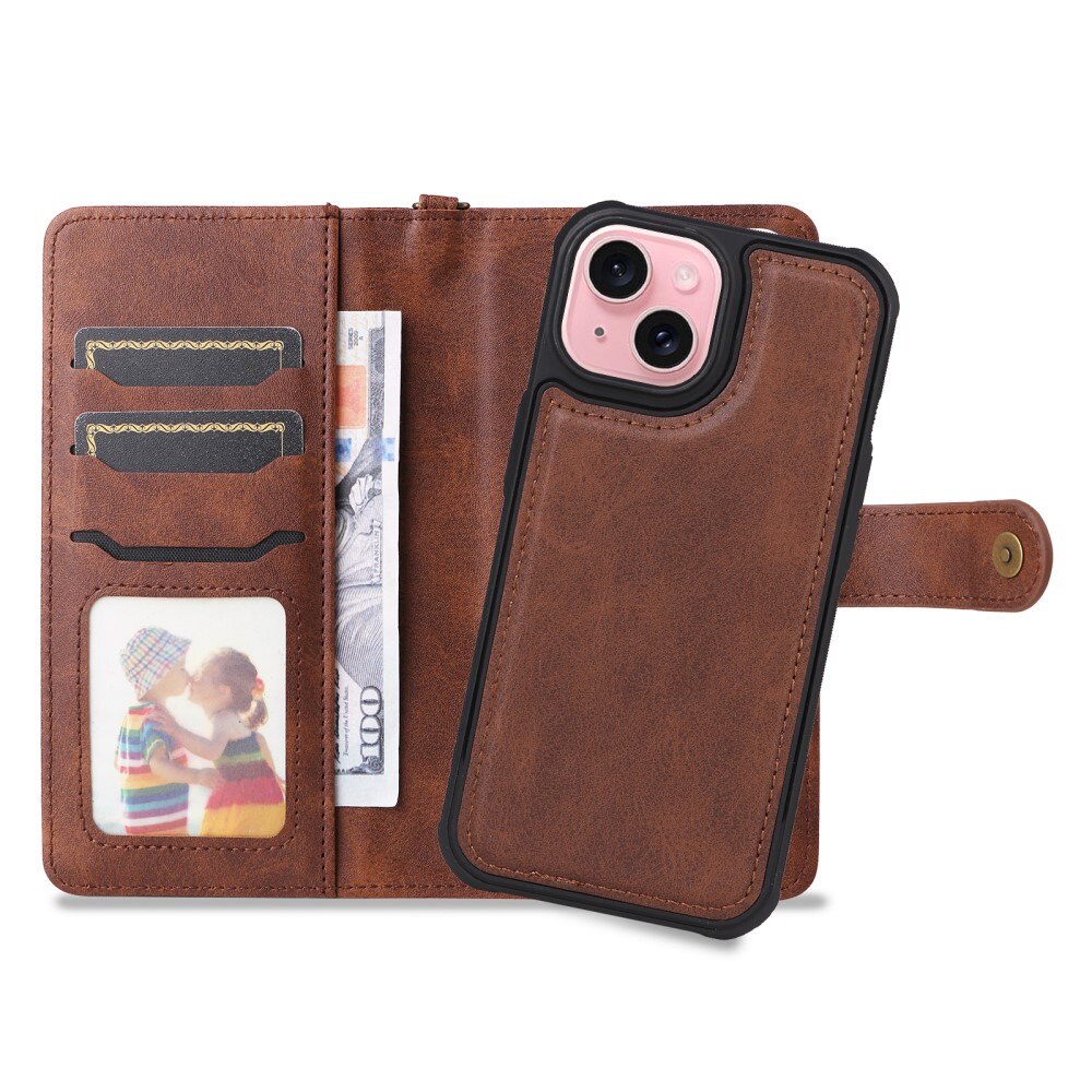 iPhone 15 Magnet Leather Wallet braun