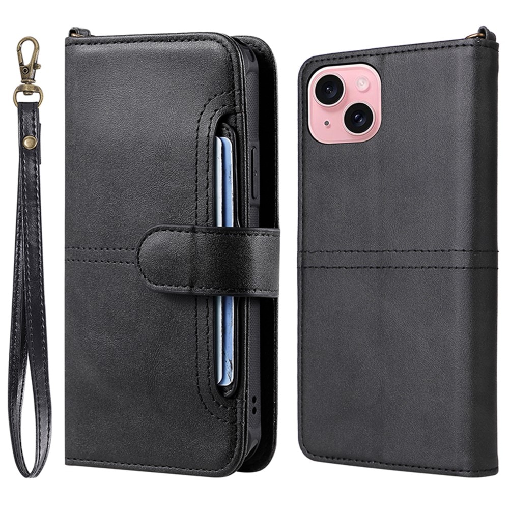 iPhone 15 Magnet Leather Wallet schwarz