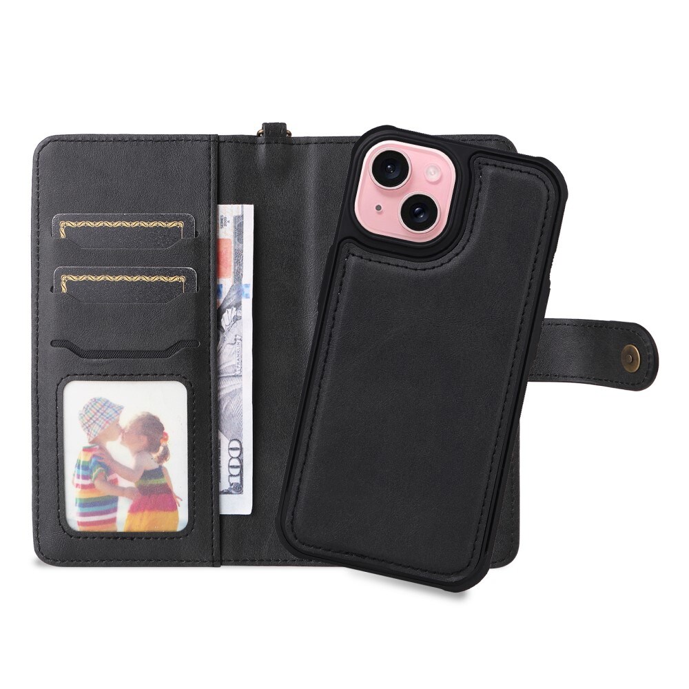 iPhone 15 Magnet Leather Wallet schwarz