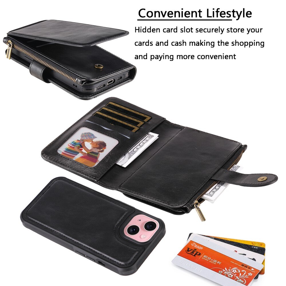 iPhone 15 Magnet Leather Multi-Wallet schwarz