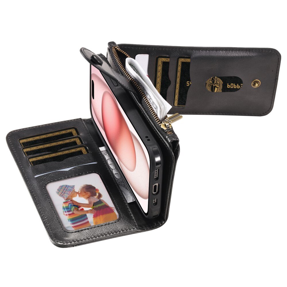 iPhone 15 Magnet Leather Multi-Wallet schwarz