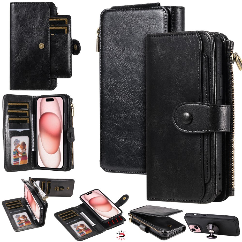 iPhone 15 Magnet Leather Multi-Wallet schwarz