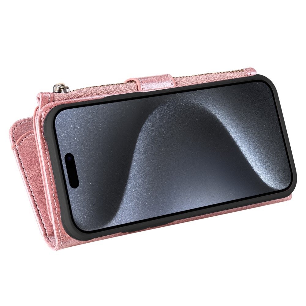 iPhone 15 Pro Magnet Leather Multi-Wallet rosa