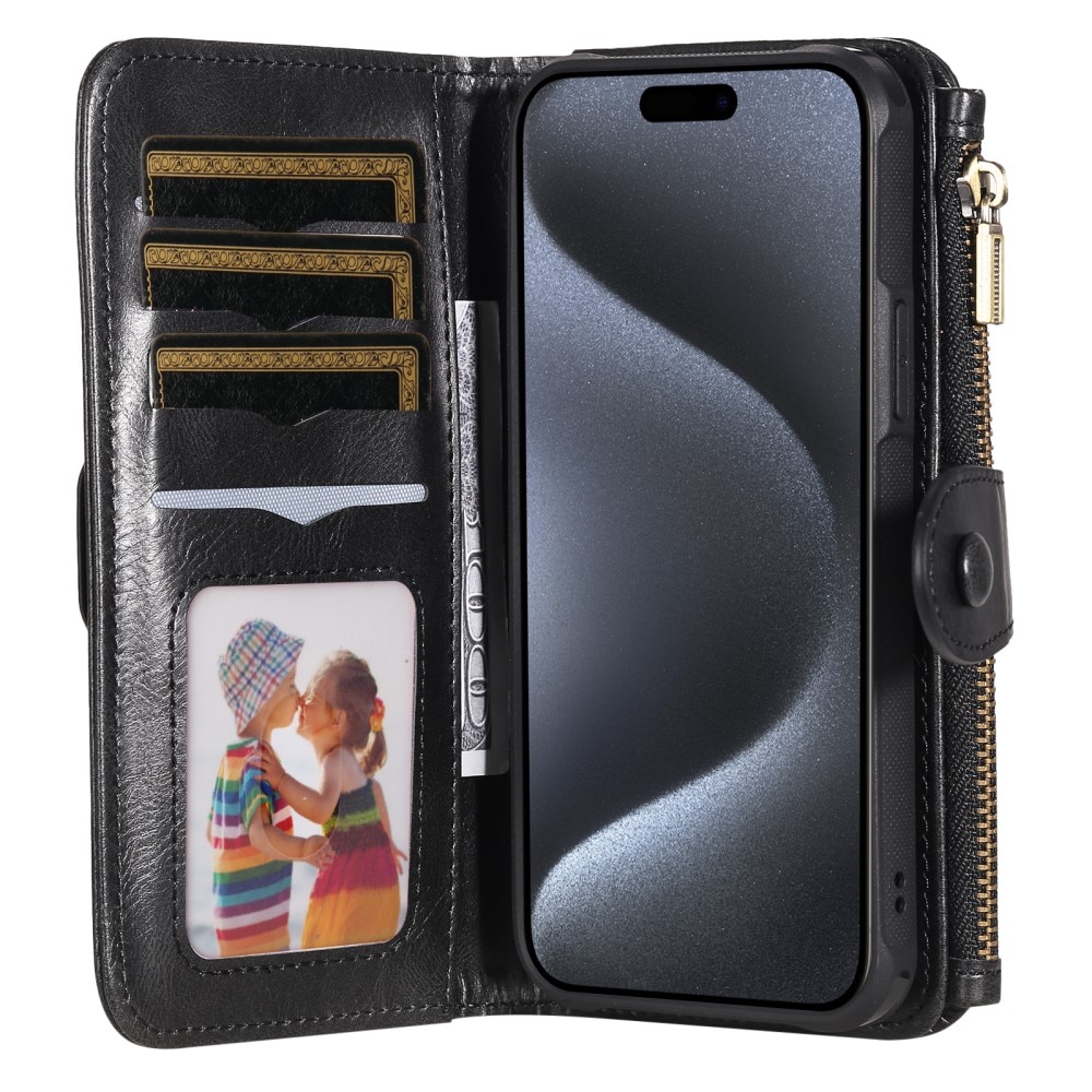 iPhone 15 Pro Magnet Leather Multi-Wallet schwarz