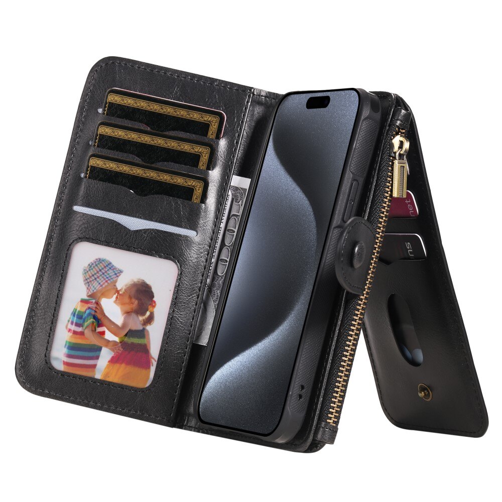 iPhone 15 Pro Magnet Leather Multi-Wallet schwarz