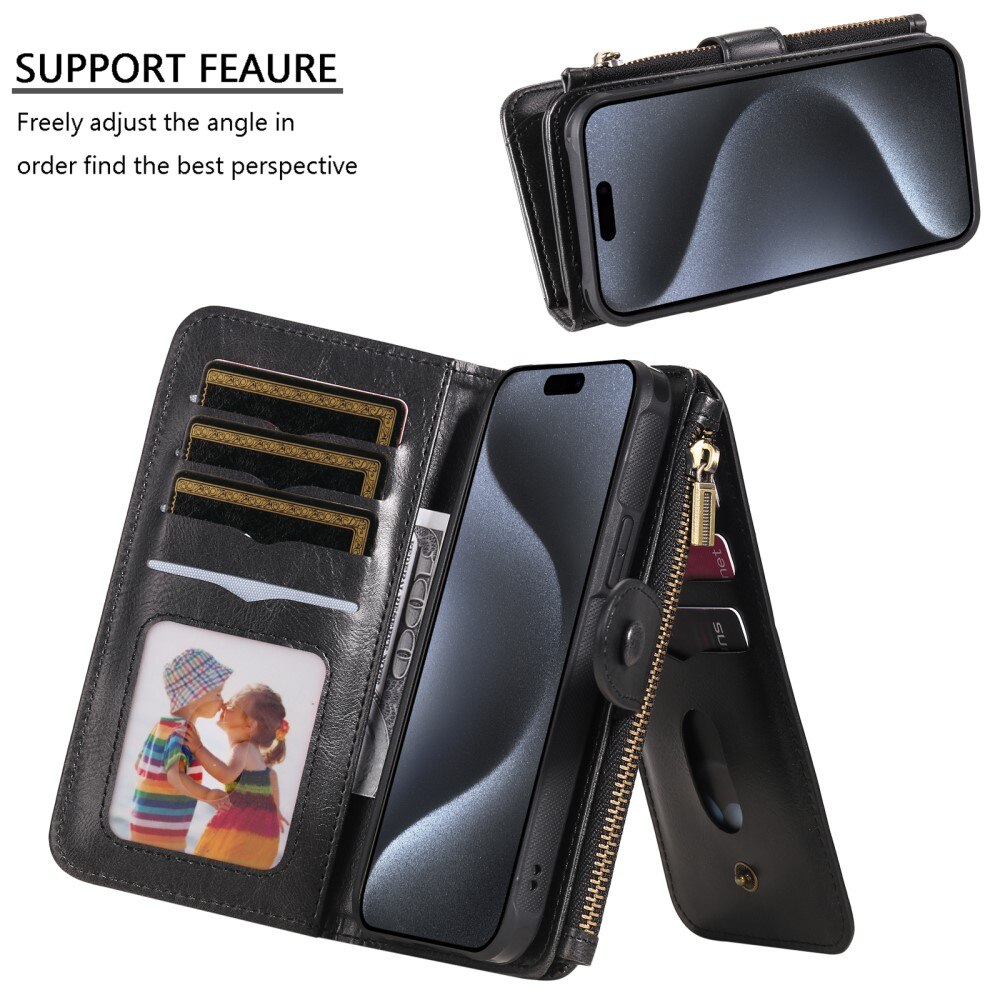 iPhone 15 Pro Magnet Leather Multi-Wallet schwarz