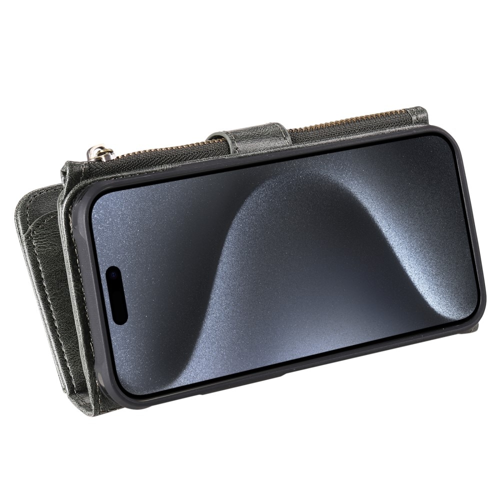iPhone 15 Pro Magnet Leather Multi-Wallet grau