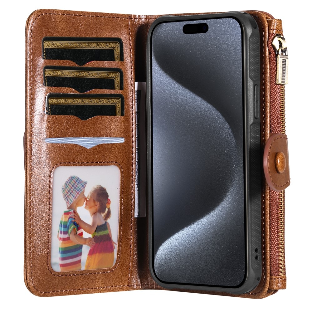 iPhone 15 Pro Magnet Leather Multi-Wallet braun