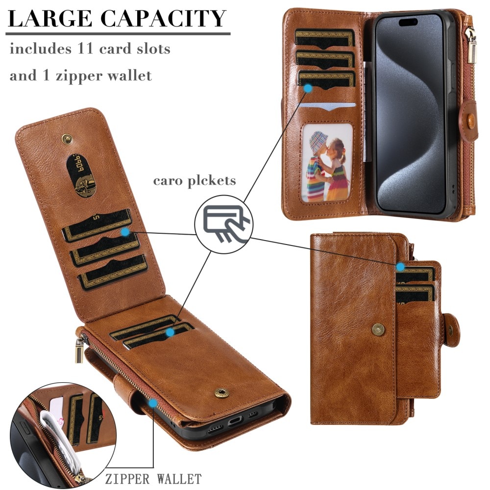 iPhone 15 Pro Magnet Leather Multi-Wallet braun