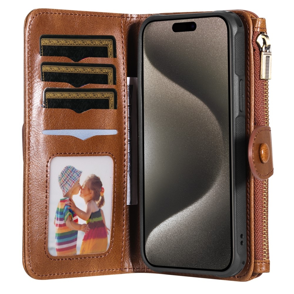 iPhone 15 Pro Max Magnet Leather Multi-Wallet braun