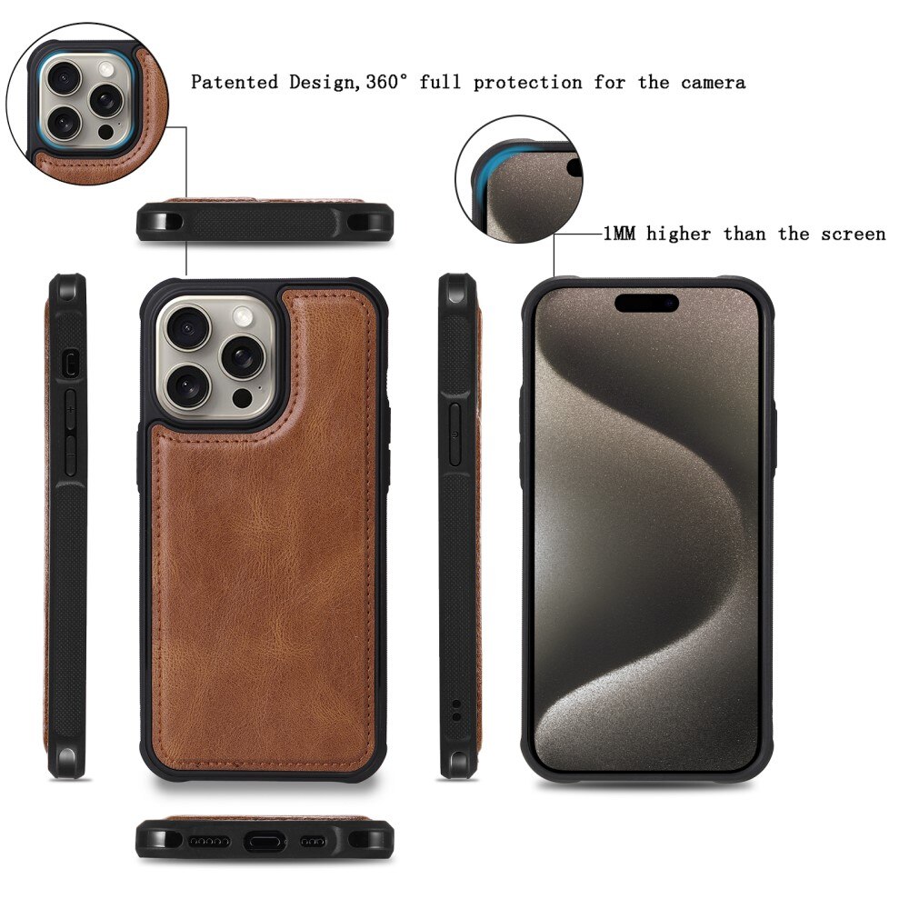 iPhone 15 Pro Max Magnet Leather Multi-Wallet braun