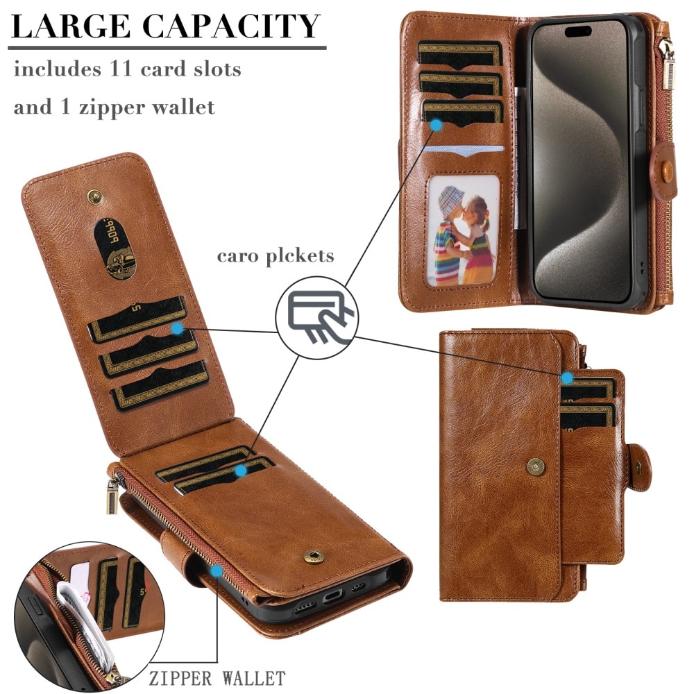 iPhone 15 Pro Max Magnet Leather Multi-Wallet braun