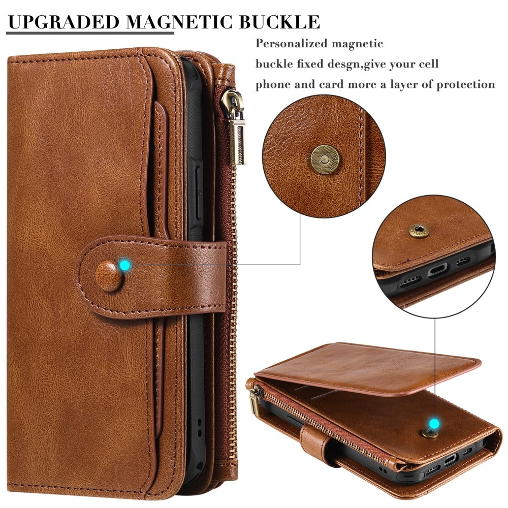 iPhone 15 Pro Max Magnet Leather Multi-Wallet braun