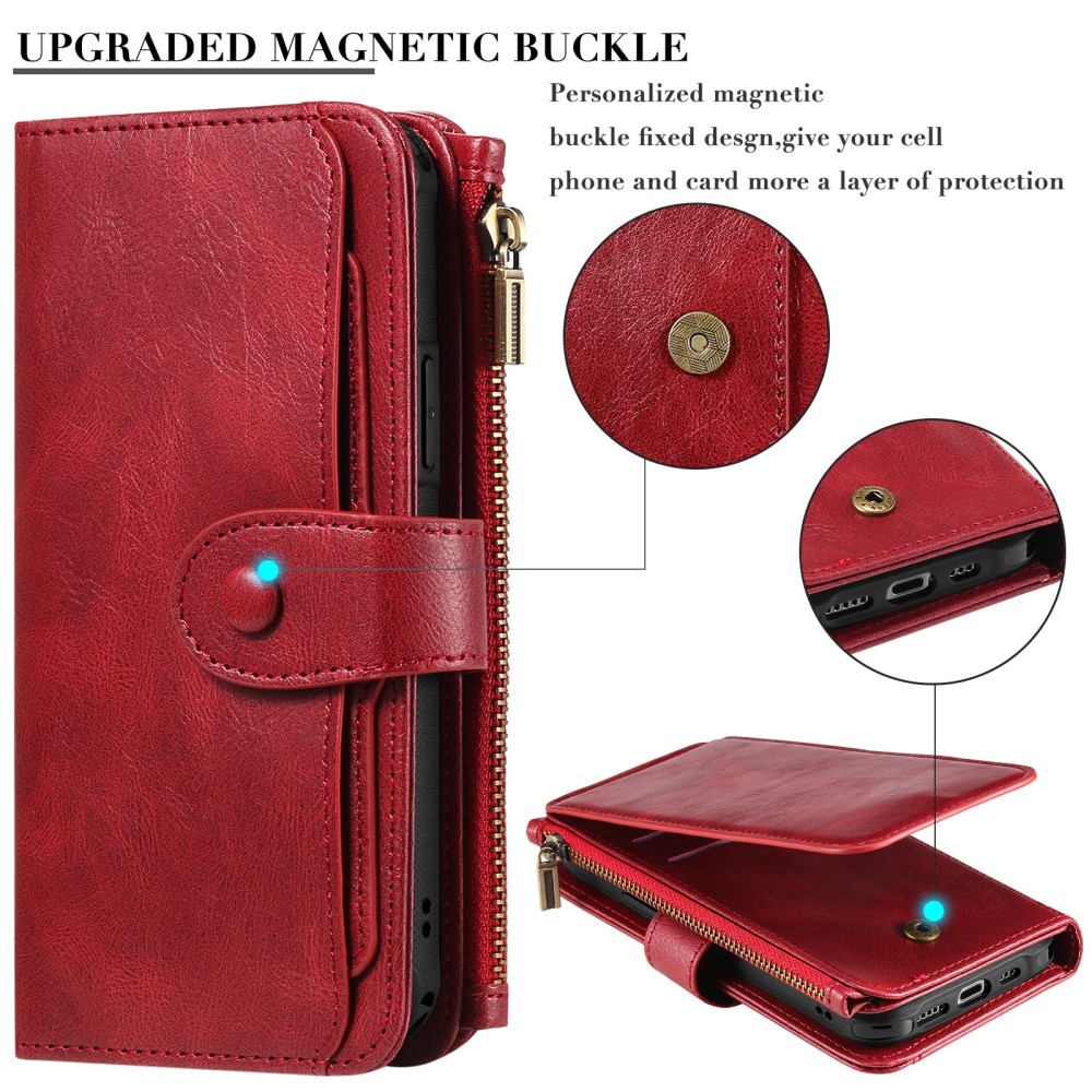 iPhone 15 Pro Max Magnet Leather Multi-Wallet rot