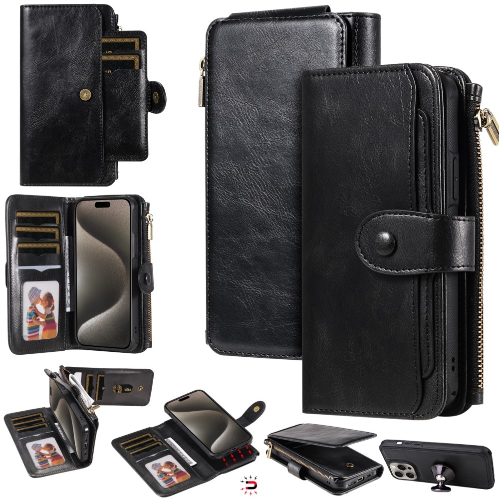 iPhone 15 Pro Max Magnet Leather Multi-Wallet schwarz