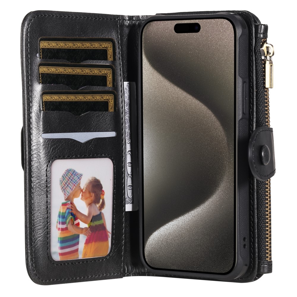 iPhone 15 Pro Max Magnet Leather Multi-Wallet schwarz