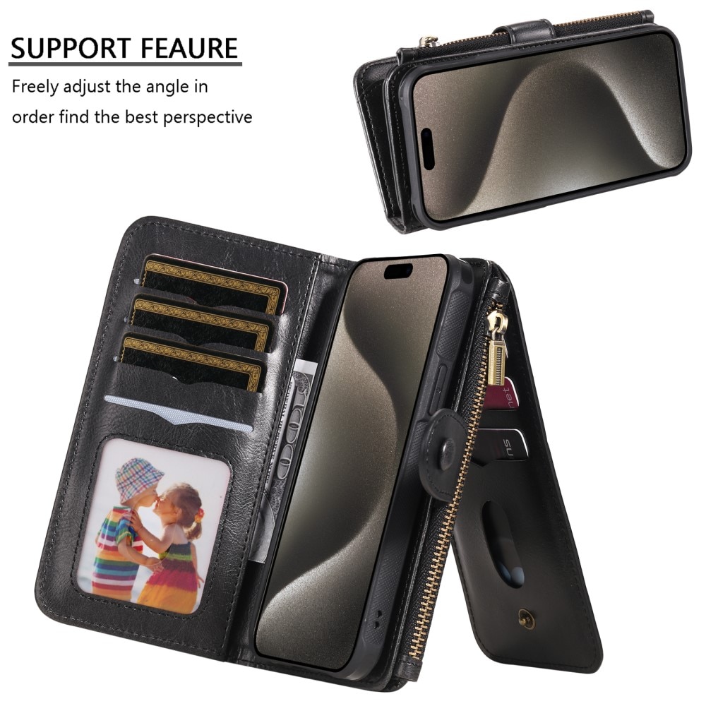 iPhone 15 Pro Max Magnet Leather Multi-Wallet schwarz