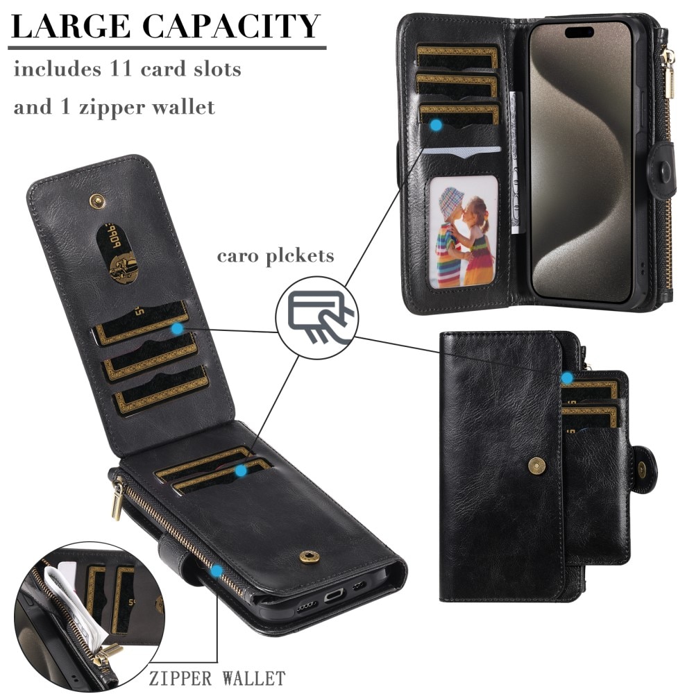 iPhone 15 Pro Max Magnet Leather Multi-Wallet schwarz