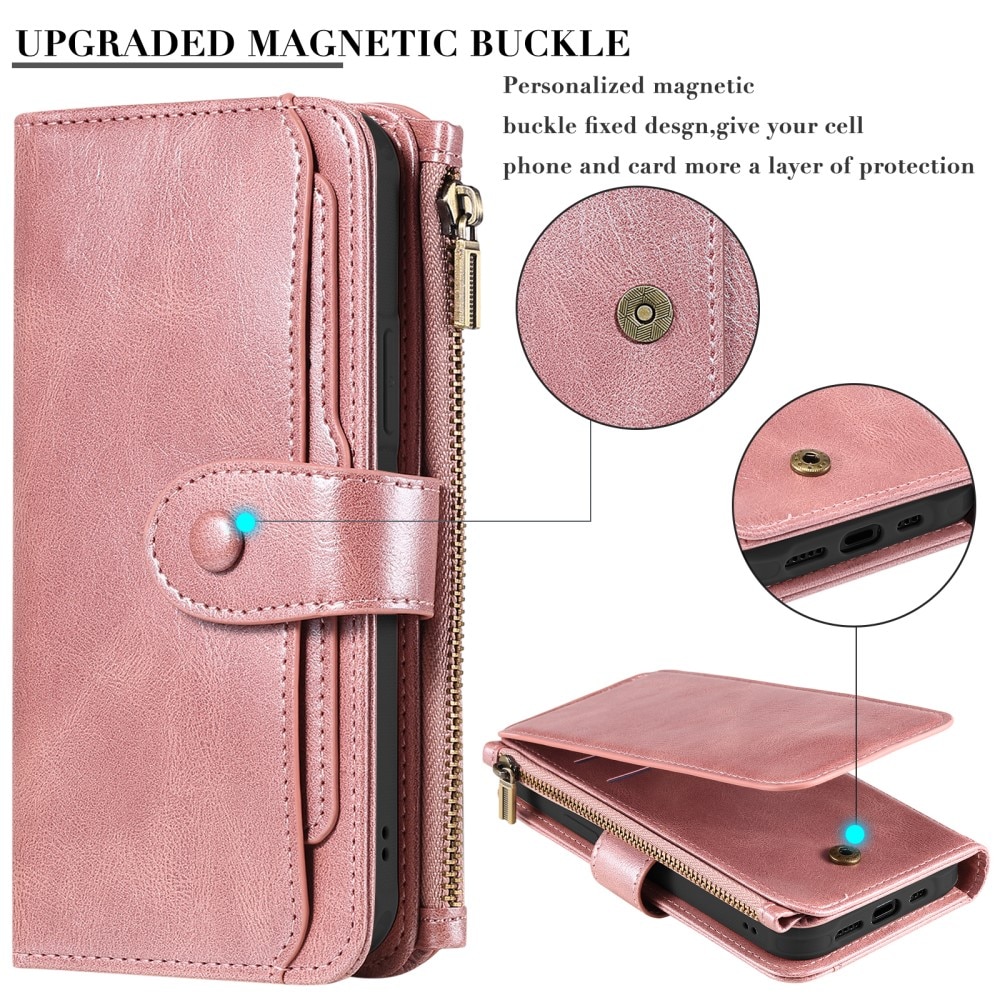 iPhone 15 Pro Max Magnet Leather Multi-Wallet rosa